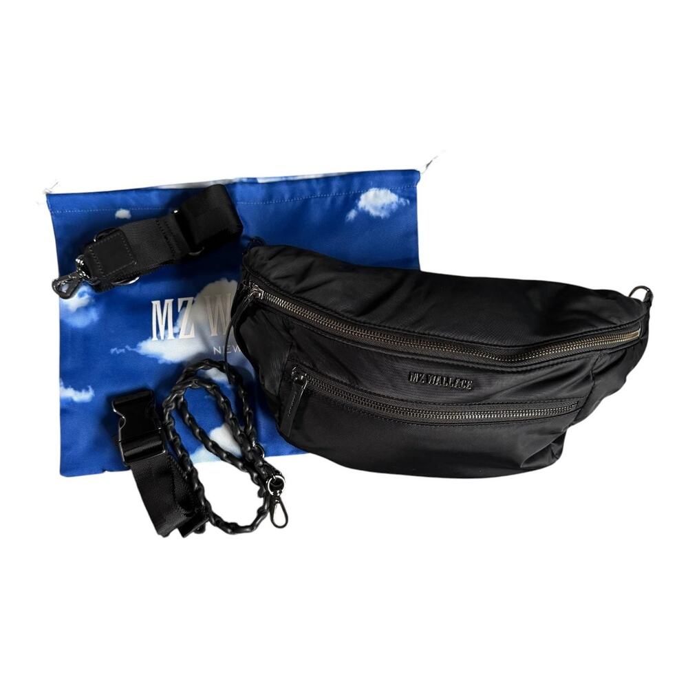 MZ Wallace Bowery Sling Medium Black Nylon Fanny Pack Crossbody Discontinued